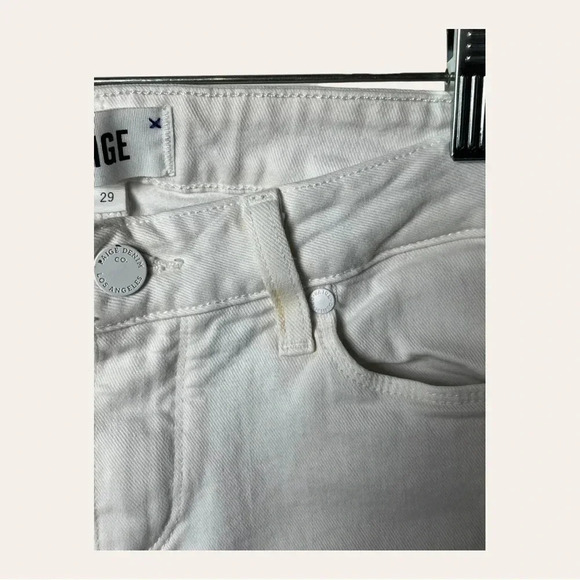 PAIGE VERDUGO CROP WHITE DENIM JEANS RAW HEM SIZE 29 - Picture 7 of 15